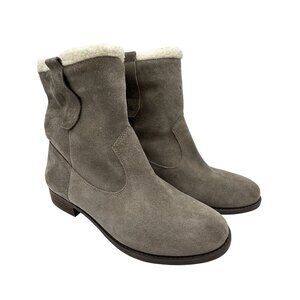 Sole Society Taupe Suede-Like Ankle Boots With Faux Shearling Lining Size 11